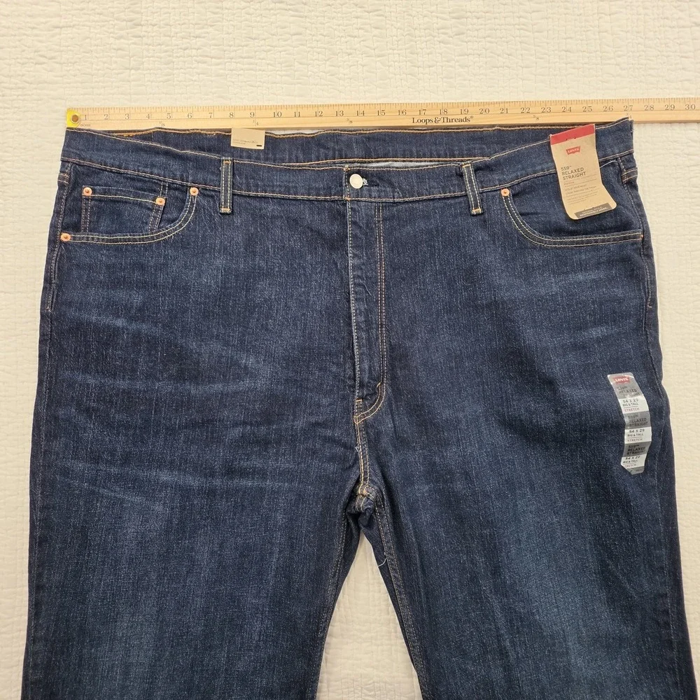 Levi's 559 Relaxed Straight Fit Jeans Blue Big & Tall Men's 54x29 NEW Stretch‎